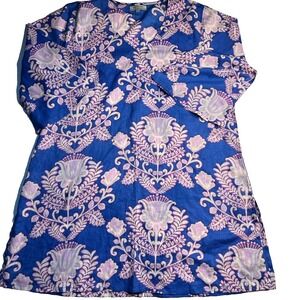 World Market Cotton‎ Tunic Top Blouse Swim Cover Up Women Large XL Side Slit